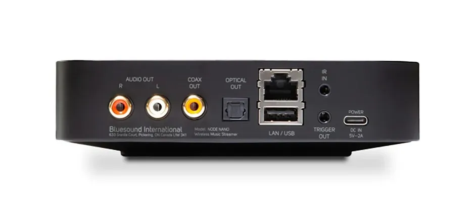 Le uscite sul retro del Bluesound Node Nano