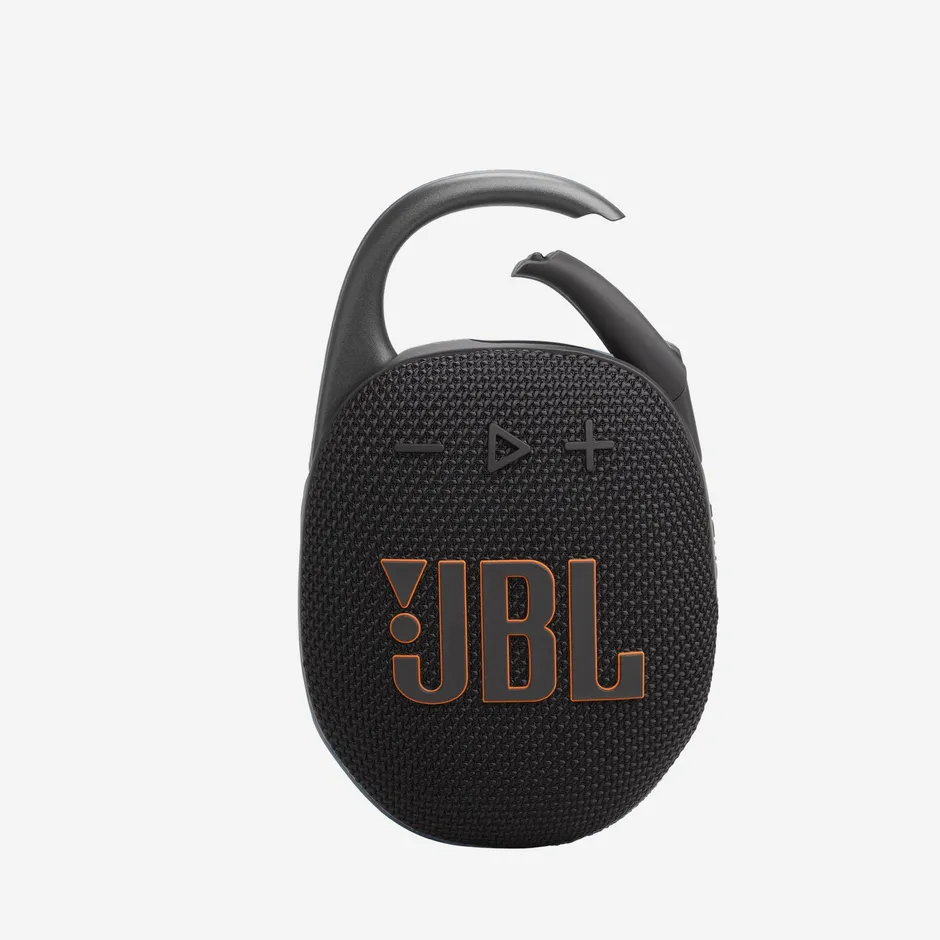 JBL Clip 5 nera con moschettone aperto