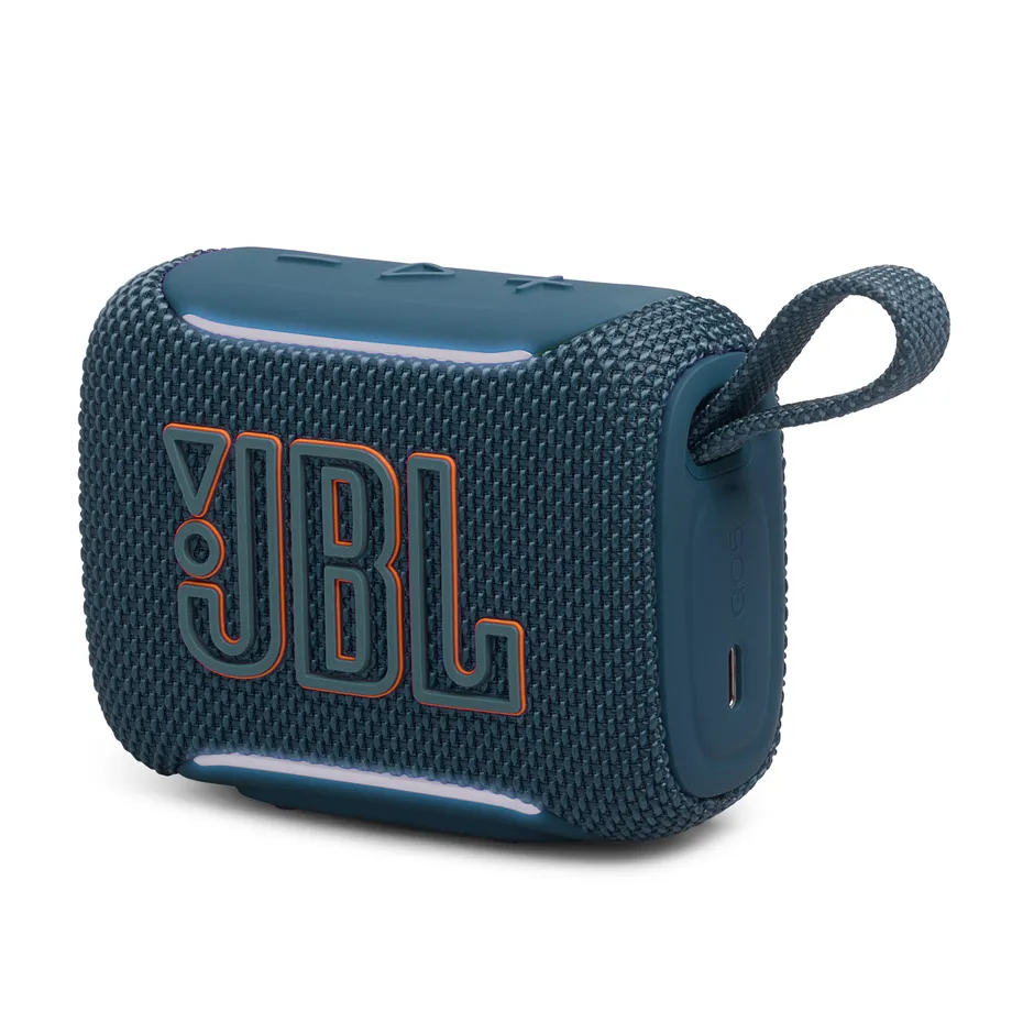 JBL Go 5 vista frontale in colorazione blu