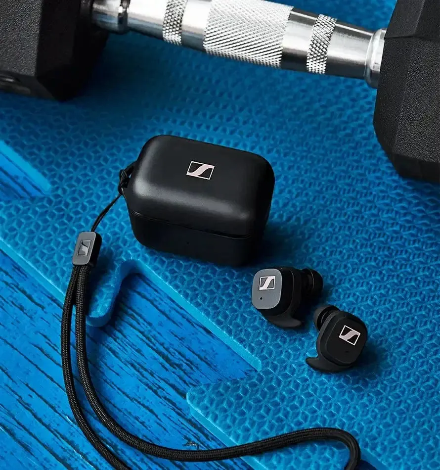 Sennheiser Sport True Wireless con manubrio in palestra