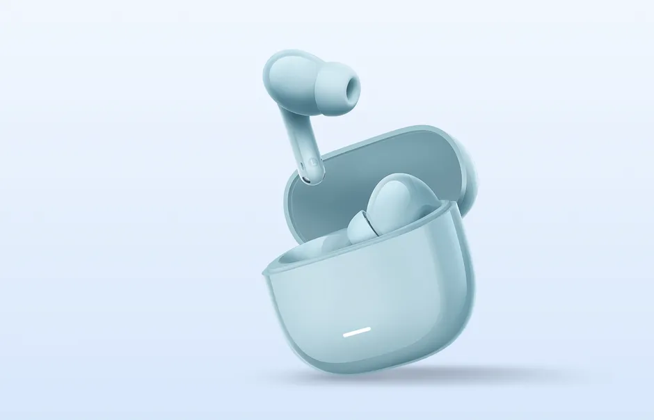Xiaomi Redmi Buds 8 Lite azzurri con custodia aperta